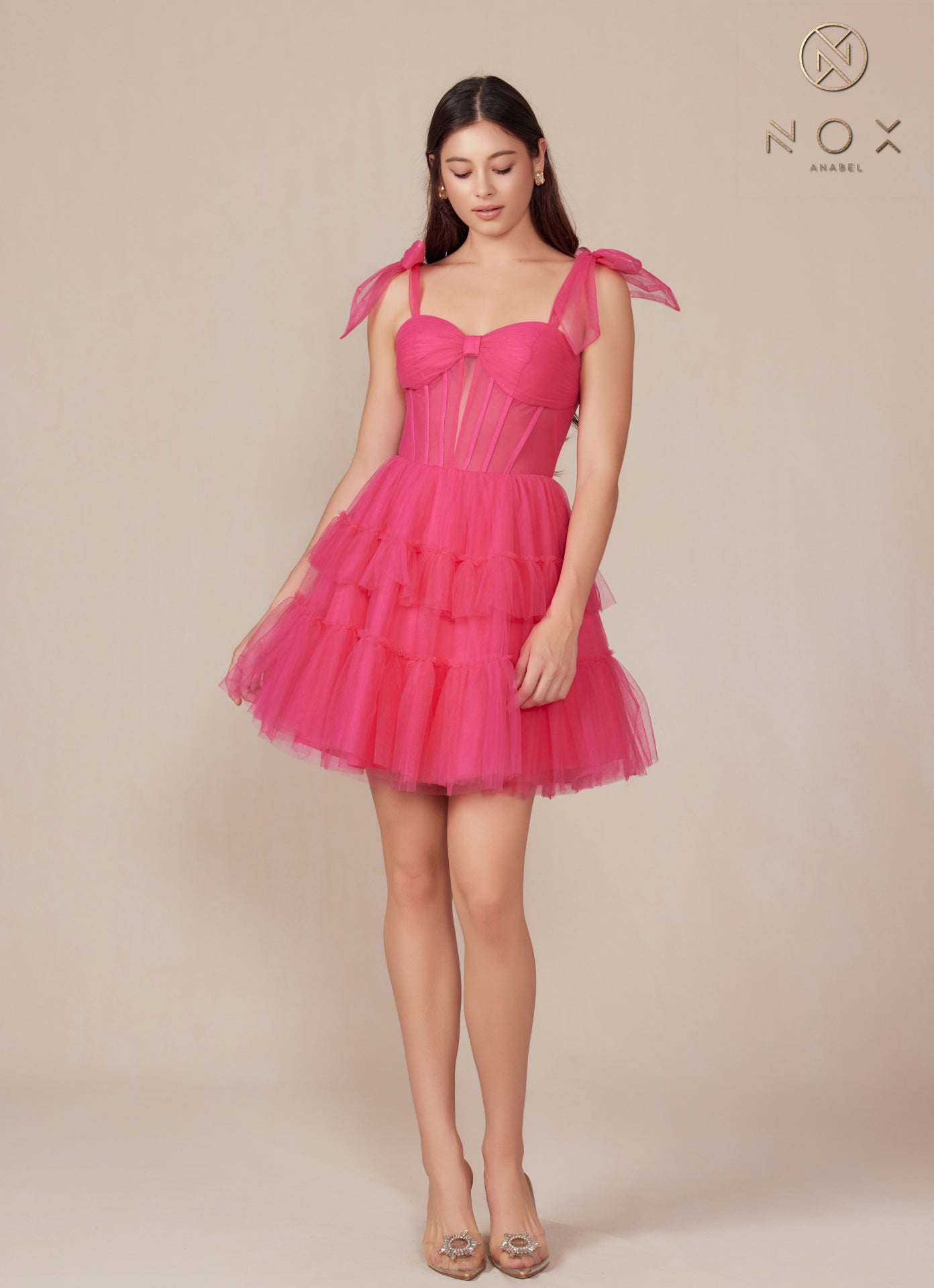 Nox Anabel -Y858 Sweetheart Tiered A-Line Short Dress