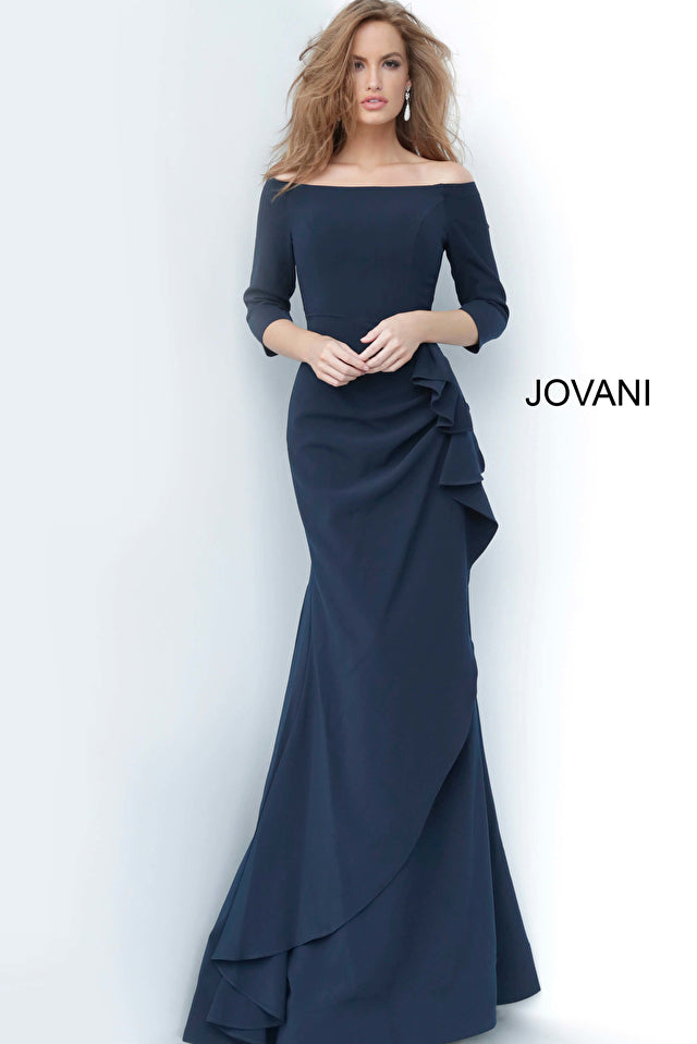 Off The Shoulder Ruched Dress By Jovani -00446