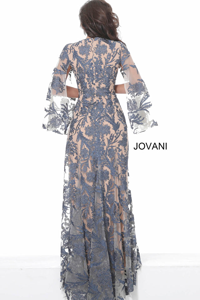 V-Neck Lace Sheath Gown By Jovani -00752