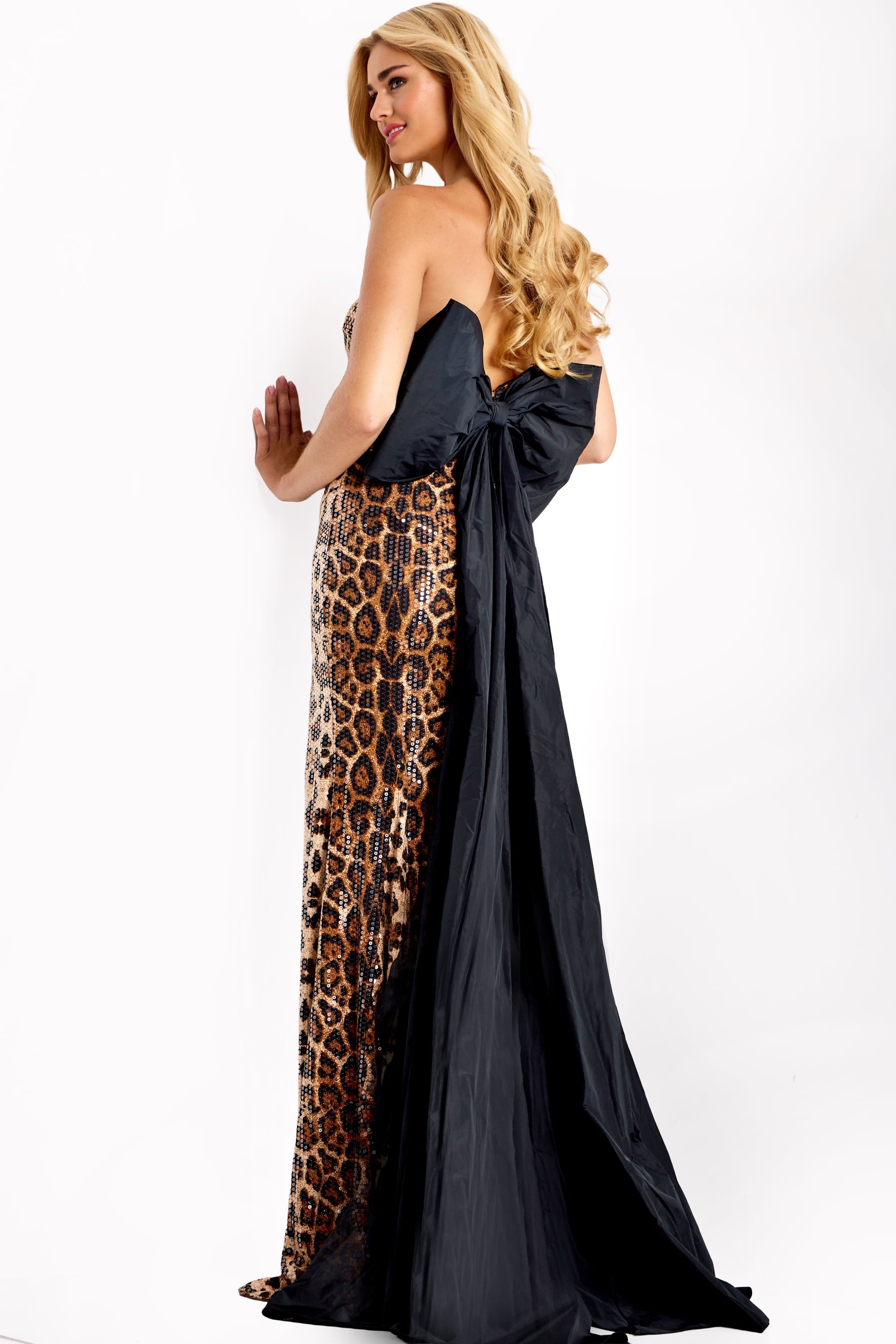 Jovani -48651 Strapless Sequin Leopard Print Prom Gown