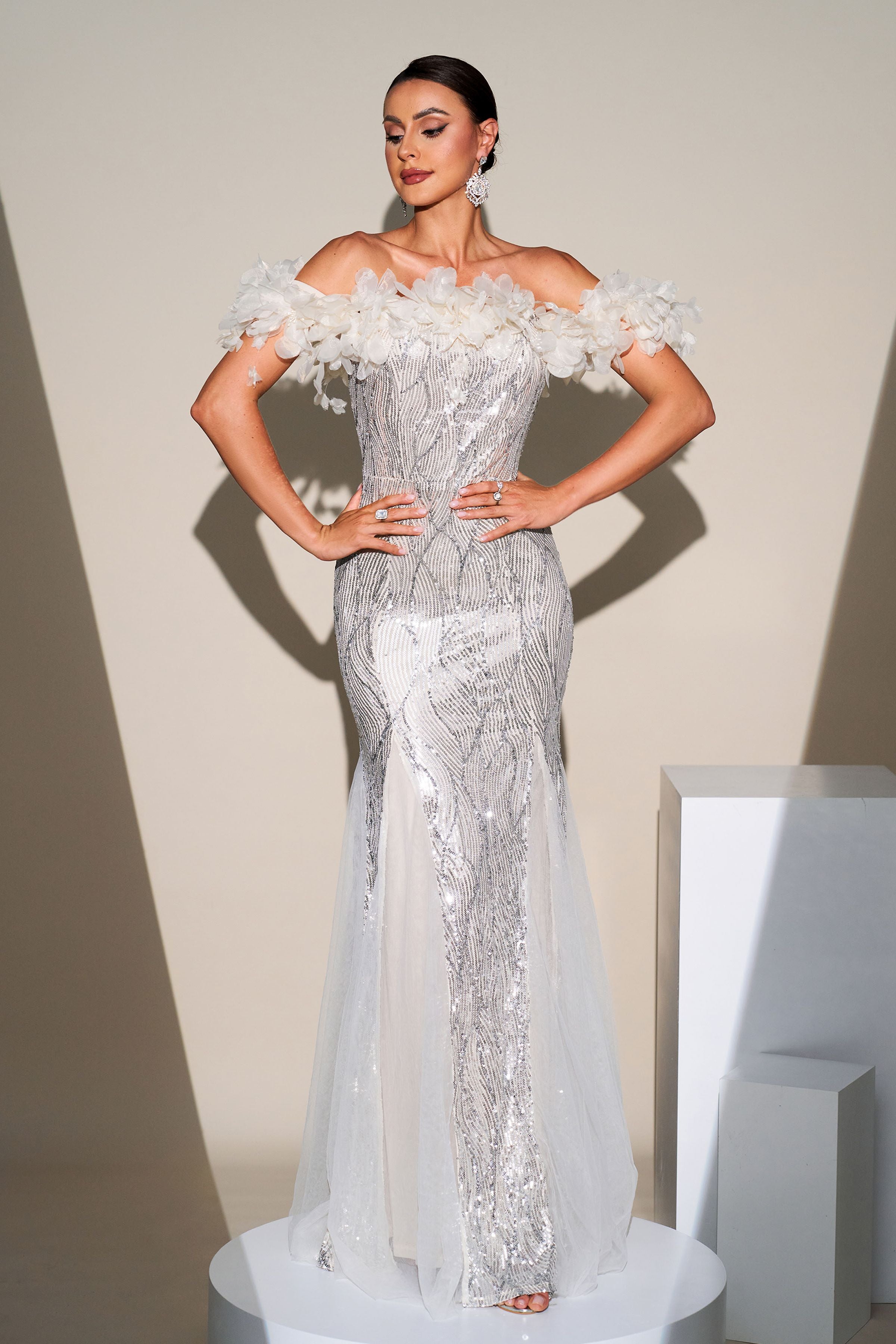 Azina -RJ11867 Floral Strapless Mermaid Gown