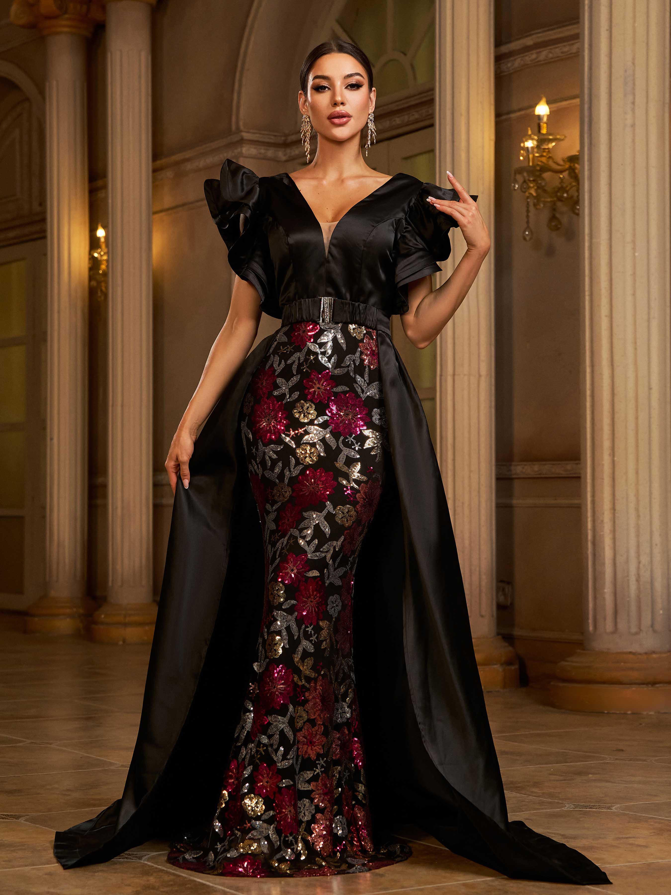 Azina -RX70115 Plung A-line Long Gown