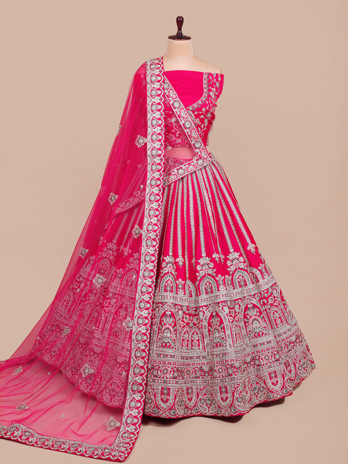 MyFashion KLS-2055 Rani Pink Silk Lehenga Highlighted With Multi-Thread