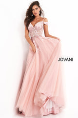Off the Shoulder Embellished Evening Dress by Jovani -02022