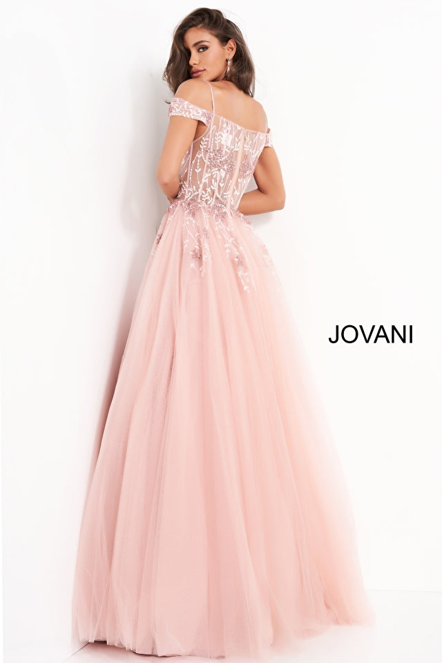 Off the Shoulder Embellished Evening Dress by Jovani -02022
