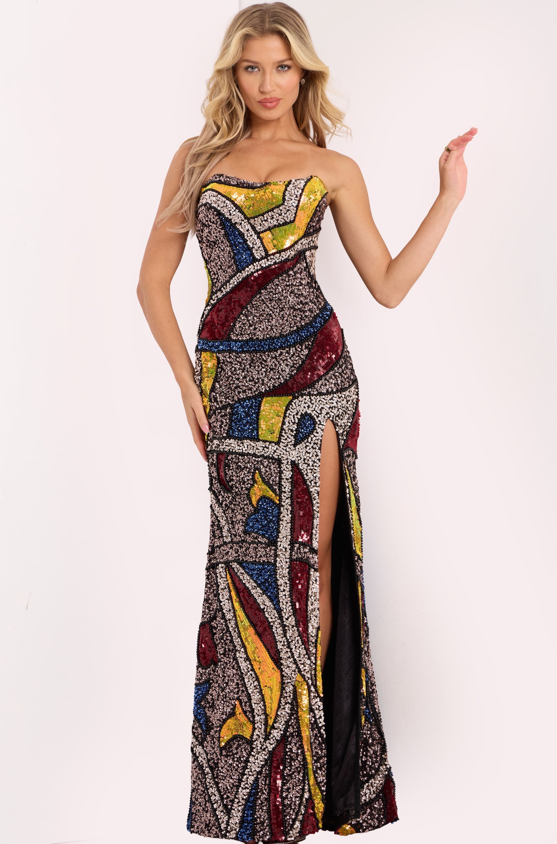 Jovani -48617 Strapless Sweetheart Sequin Sheath Prom Gown