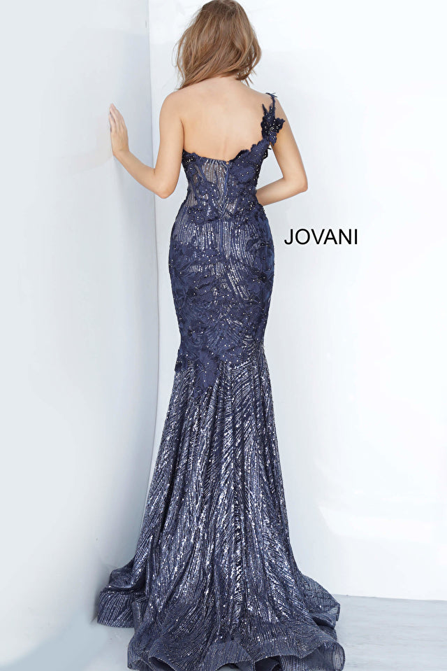 One Shoulder Sweetheart Neck Evening Dress by Jovani -02445