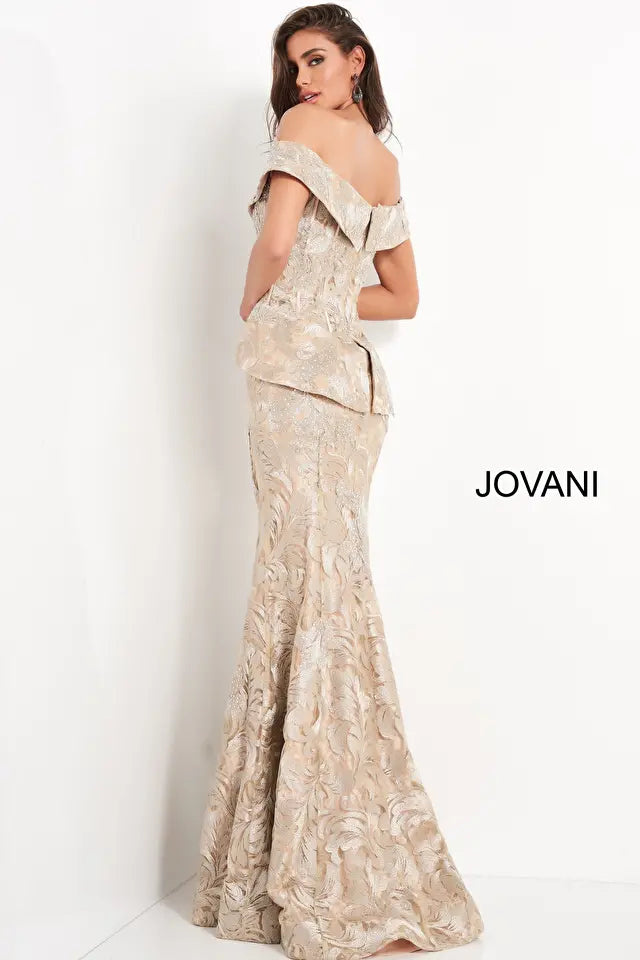 Jovani -02762 Embellished Off the Shoulder Mermaid Dress