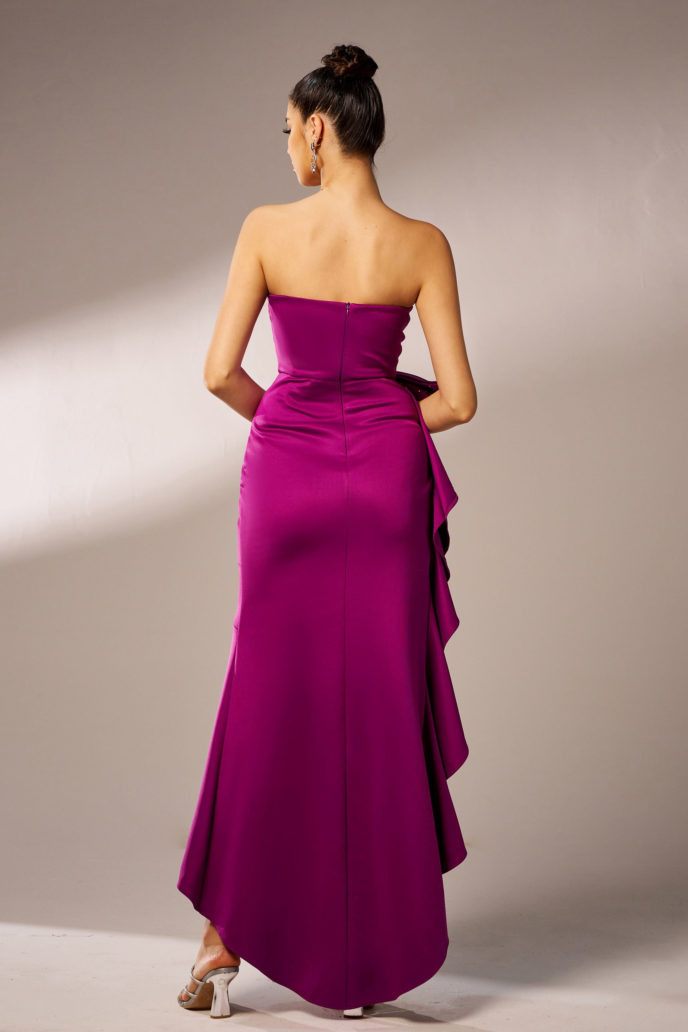 Azina -RJ12016 Ruffled Strapless Ruched Cocktail Evening Dress