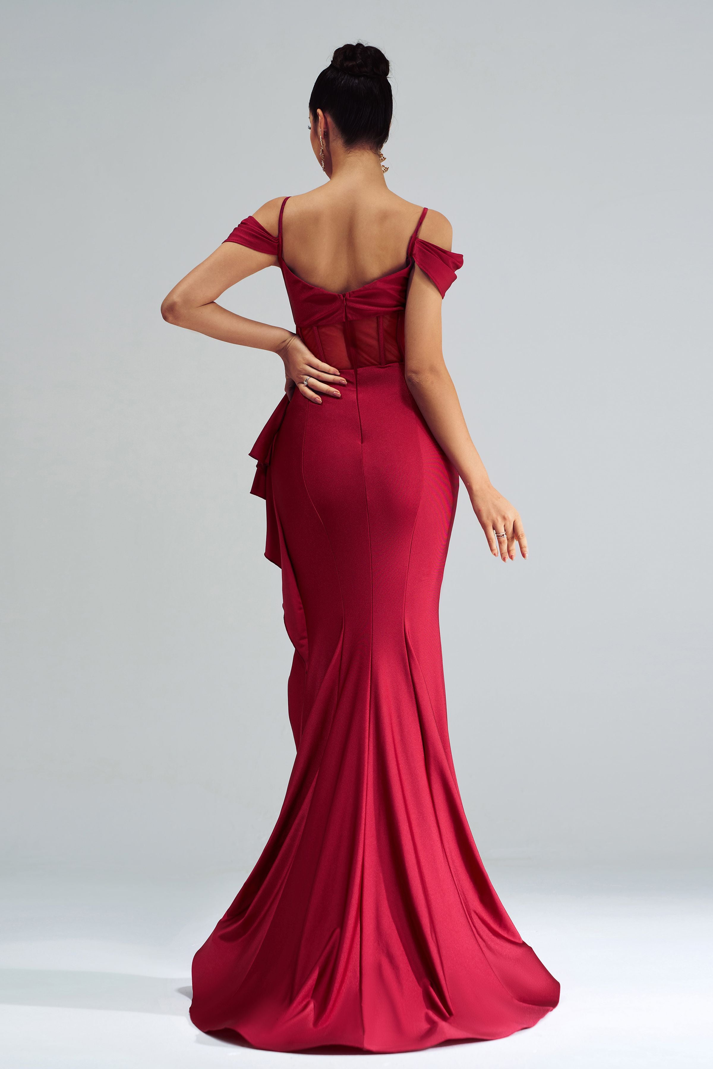 Azina -DH80253 Embroidered Ruffled Mermaid Long Dress