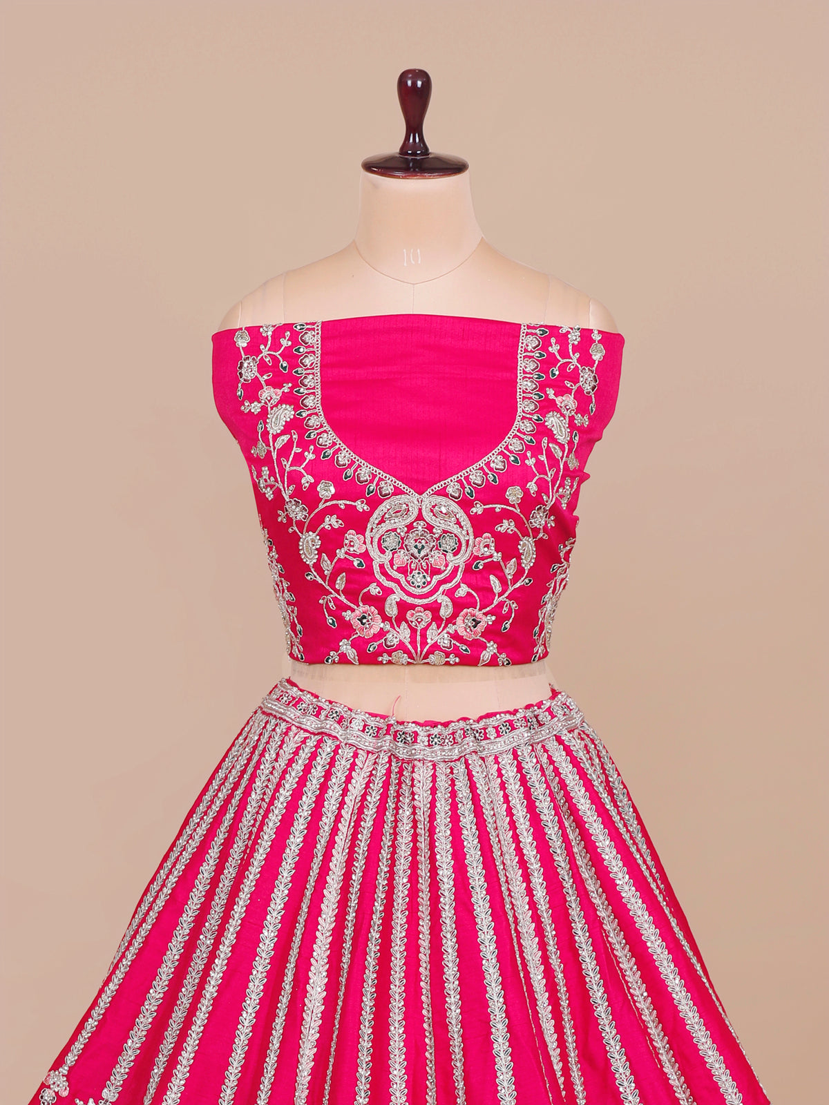 MyFashion KLS-2055 Rani Pink Silk Lehenga Highlighted With Multi-Thread