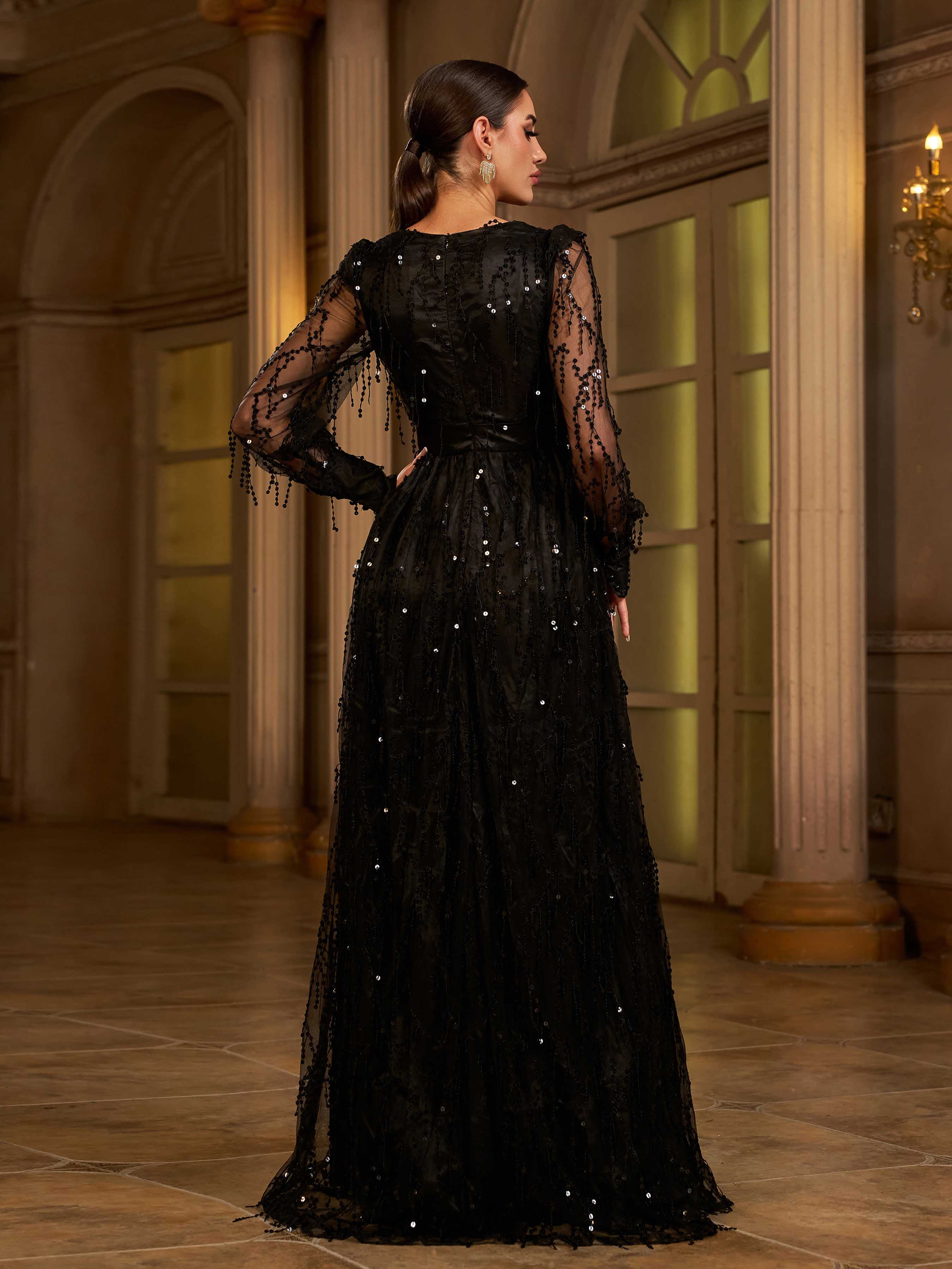 Azina -M02086 V-Neck A-Line Long Gown