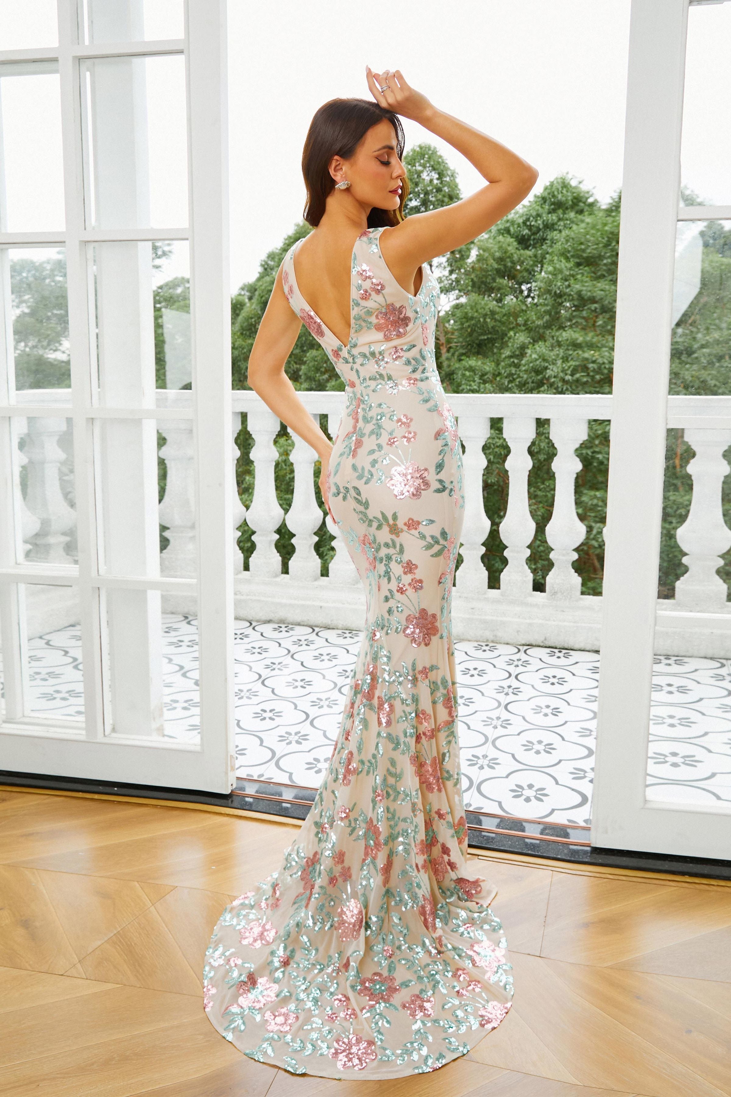 Azina -RJ10790 Floral Mermaid Long Prom Dress