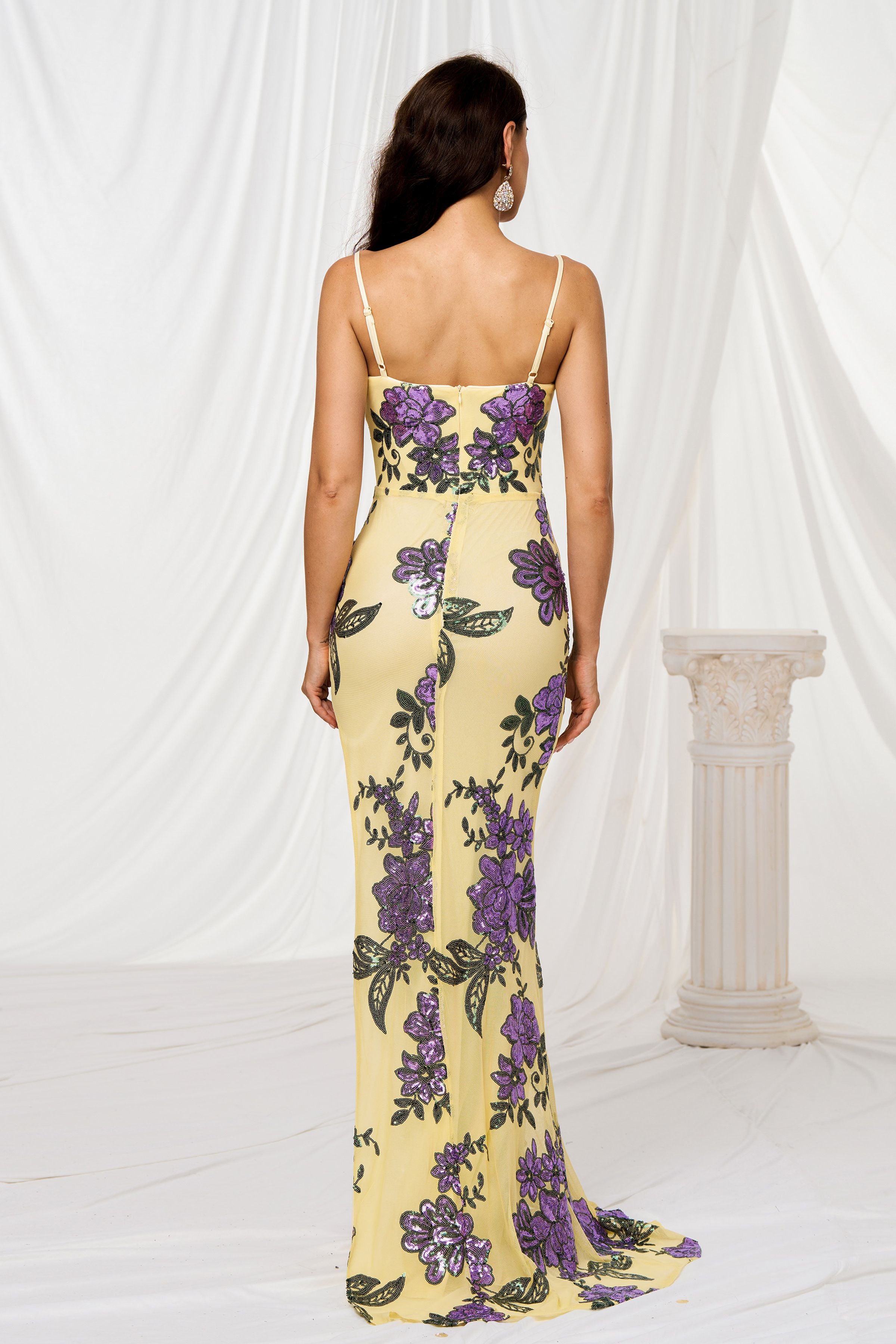 Azina -RJ11354 Sequin Floral Elegant Formal Evening Dress