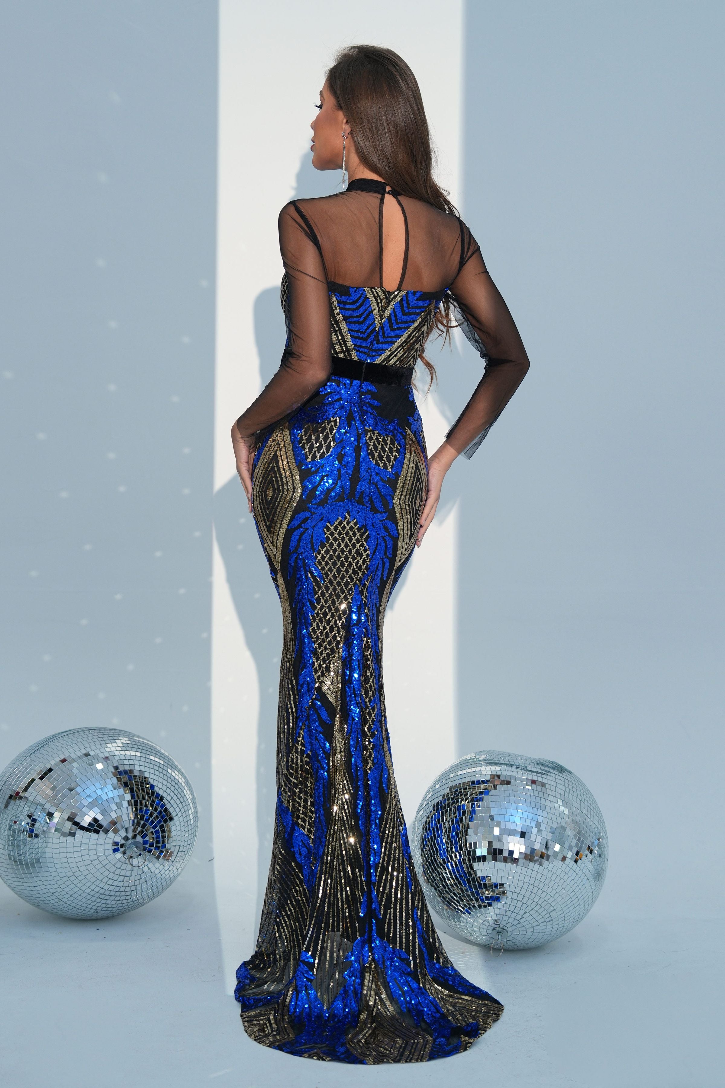 Azina -RD50209 Long Sleeve Sequin Evening Gown
