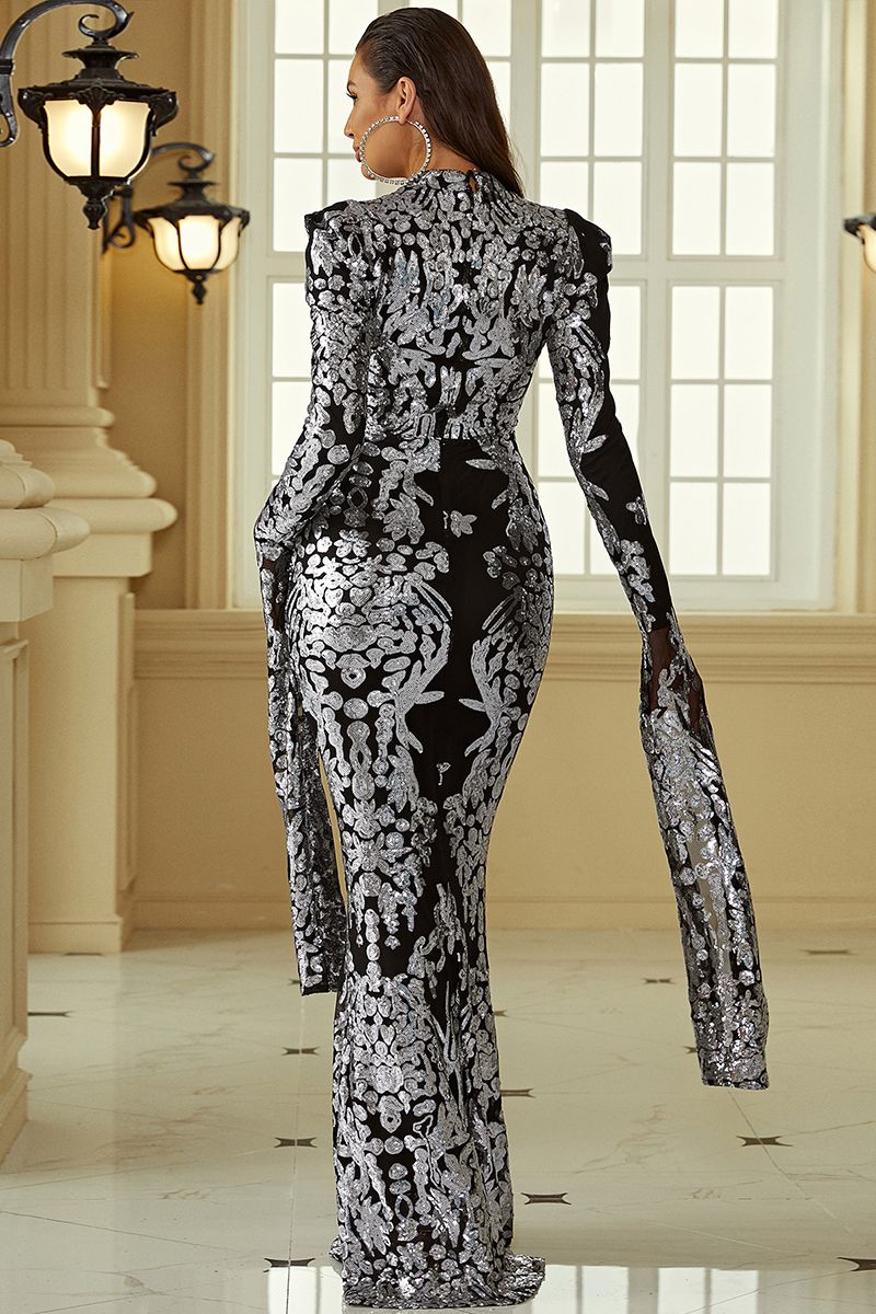 Azina -XJ1262 Long Sleeve Mermaid Sequin Formal Dress