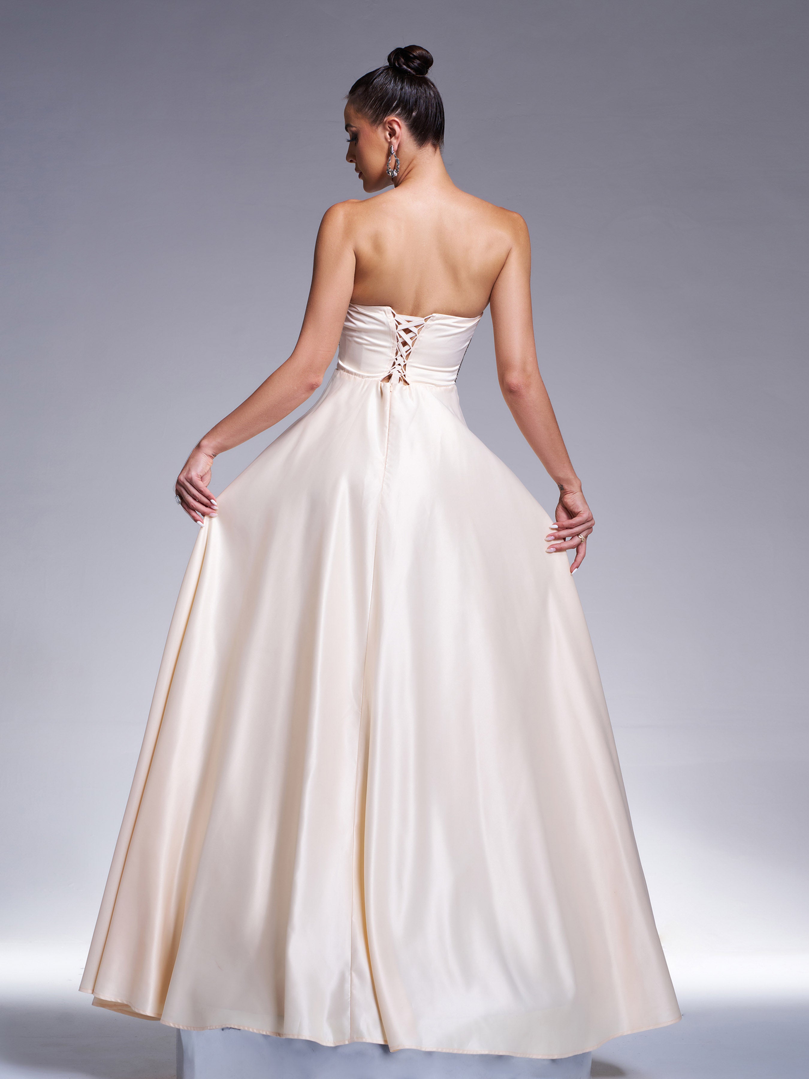 Azina -RJ11900 Applique Strapless A-line Long Gown
