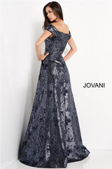 Metallic Off Shoulder A-Line Gown By Jovani -03674