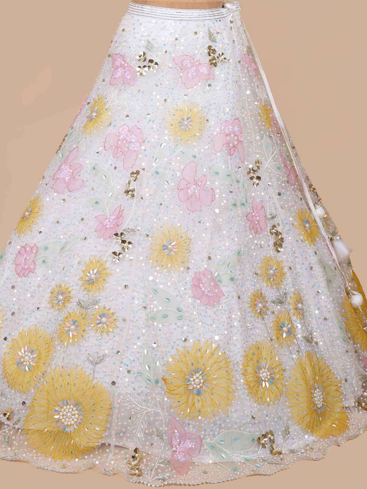 MyFashion KLS-2380 Noor-e-Chand Hand-Embellished White Net Lehenga