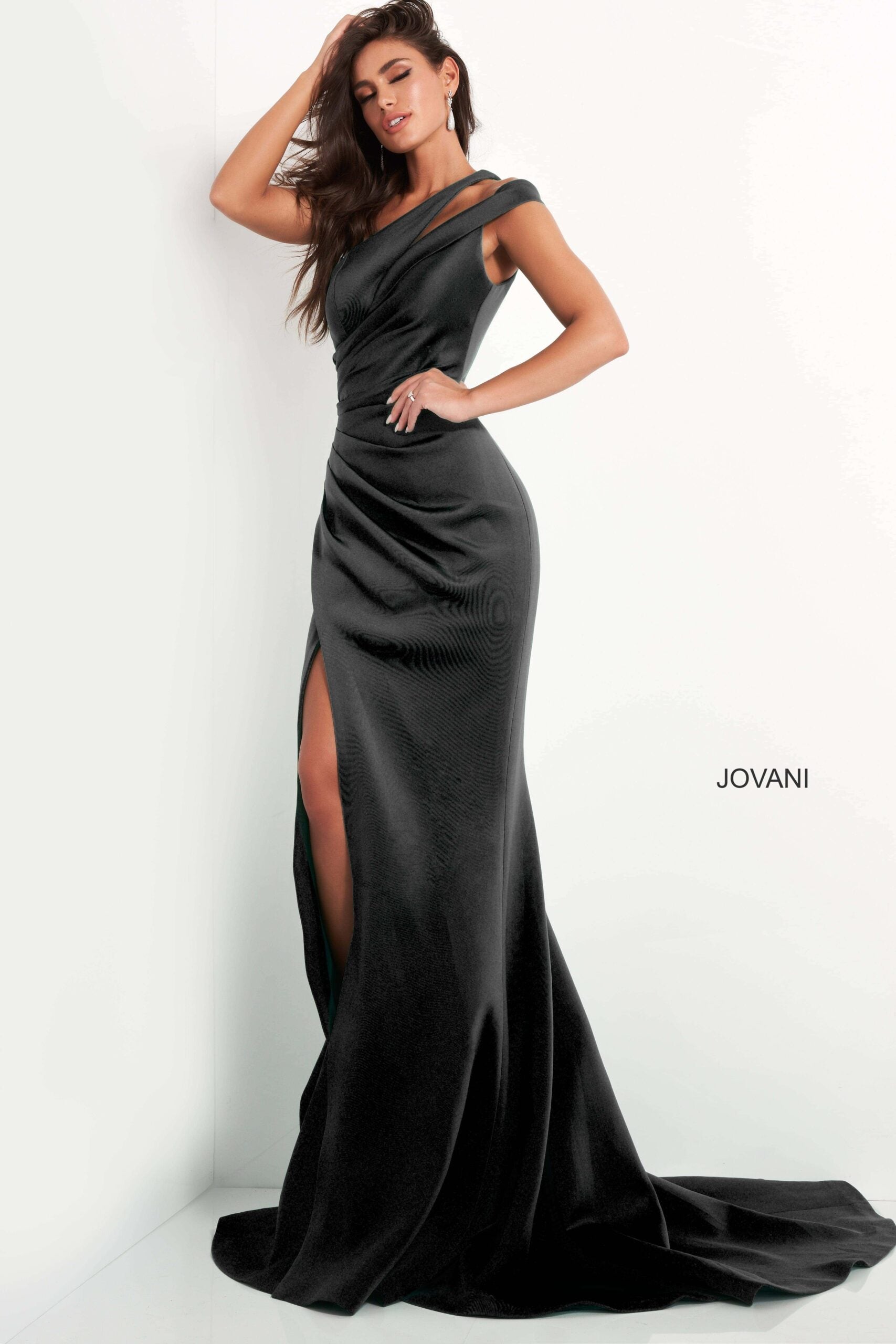 One Shoulder Ruched Evening Dress By Jovani -04222