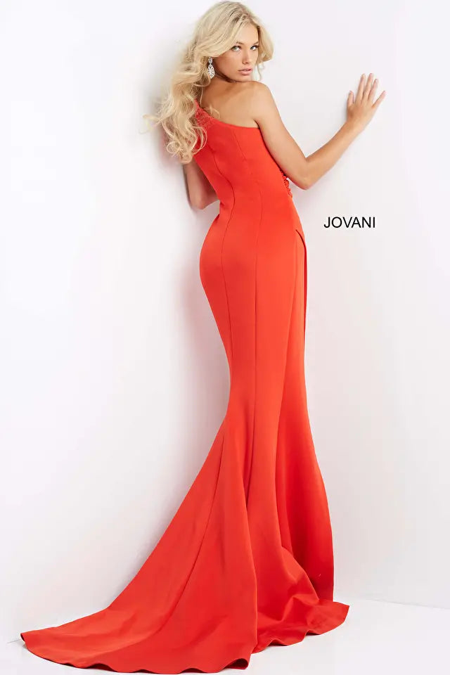 One Shoulder Ruched Evening Dress By Jovani -04222