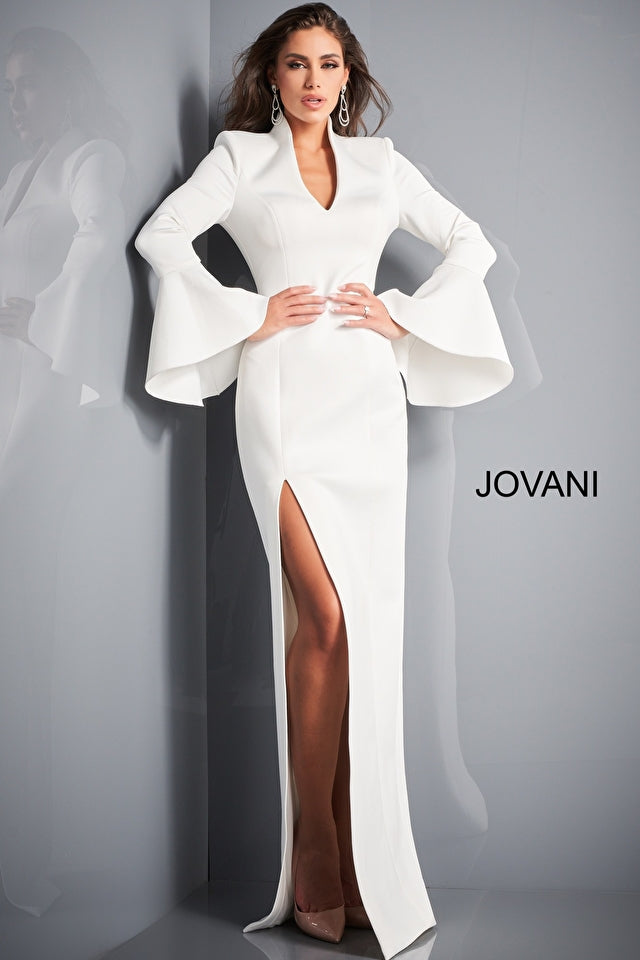 High Slit Bell Sleeve Gown By Jovani -04240