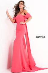 Off The Shoulder Crepe Evening Dress By Jovani -04350