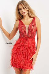 Beaded V-Neck Sheath Dress By Jovani -04619
