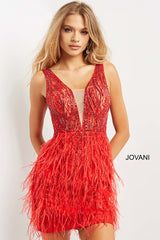 Beaded V-Neck Sheath Dress By Jovani -04619