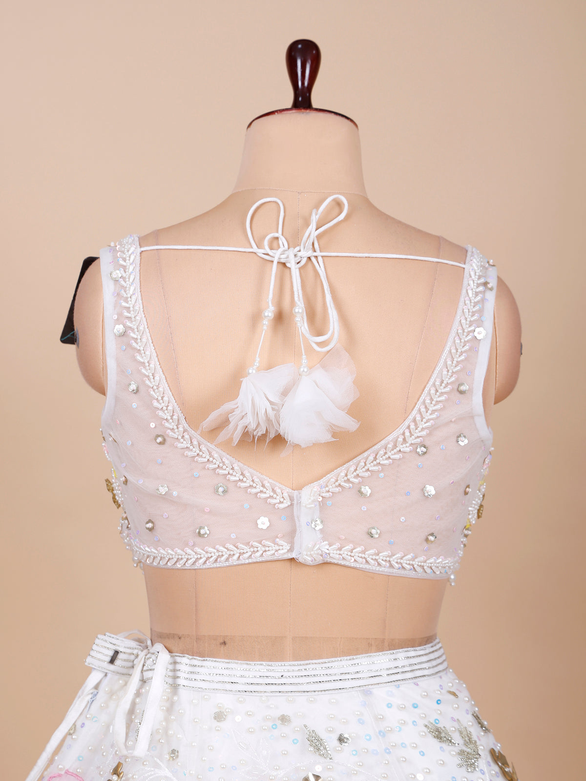MyFashion KLS-2380 Noor-e-Chand Hand-Embellished White Net Lehenga