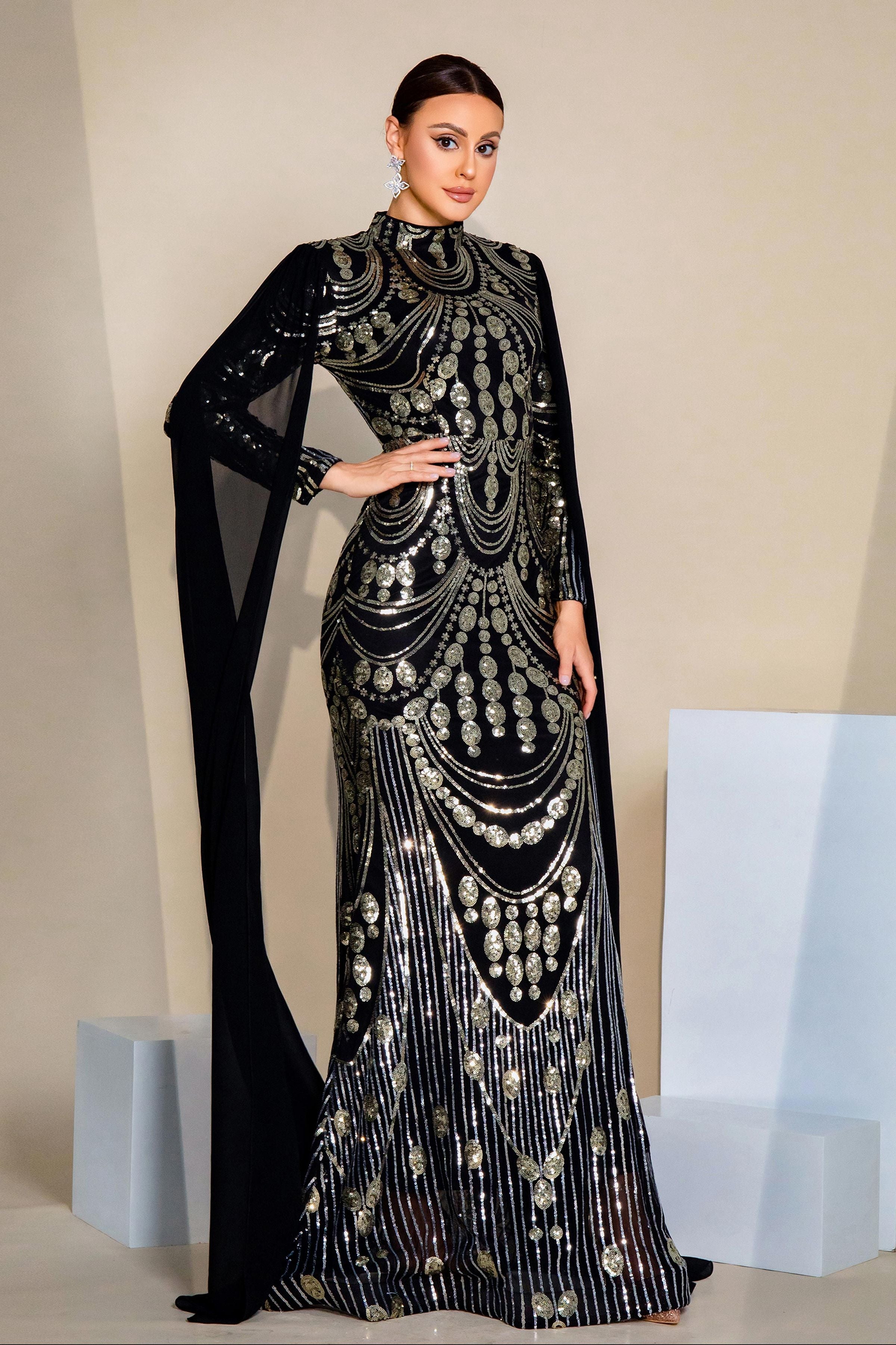 Azina -MES00614 High Neck Sequin Mermaid Evening Formal Dress