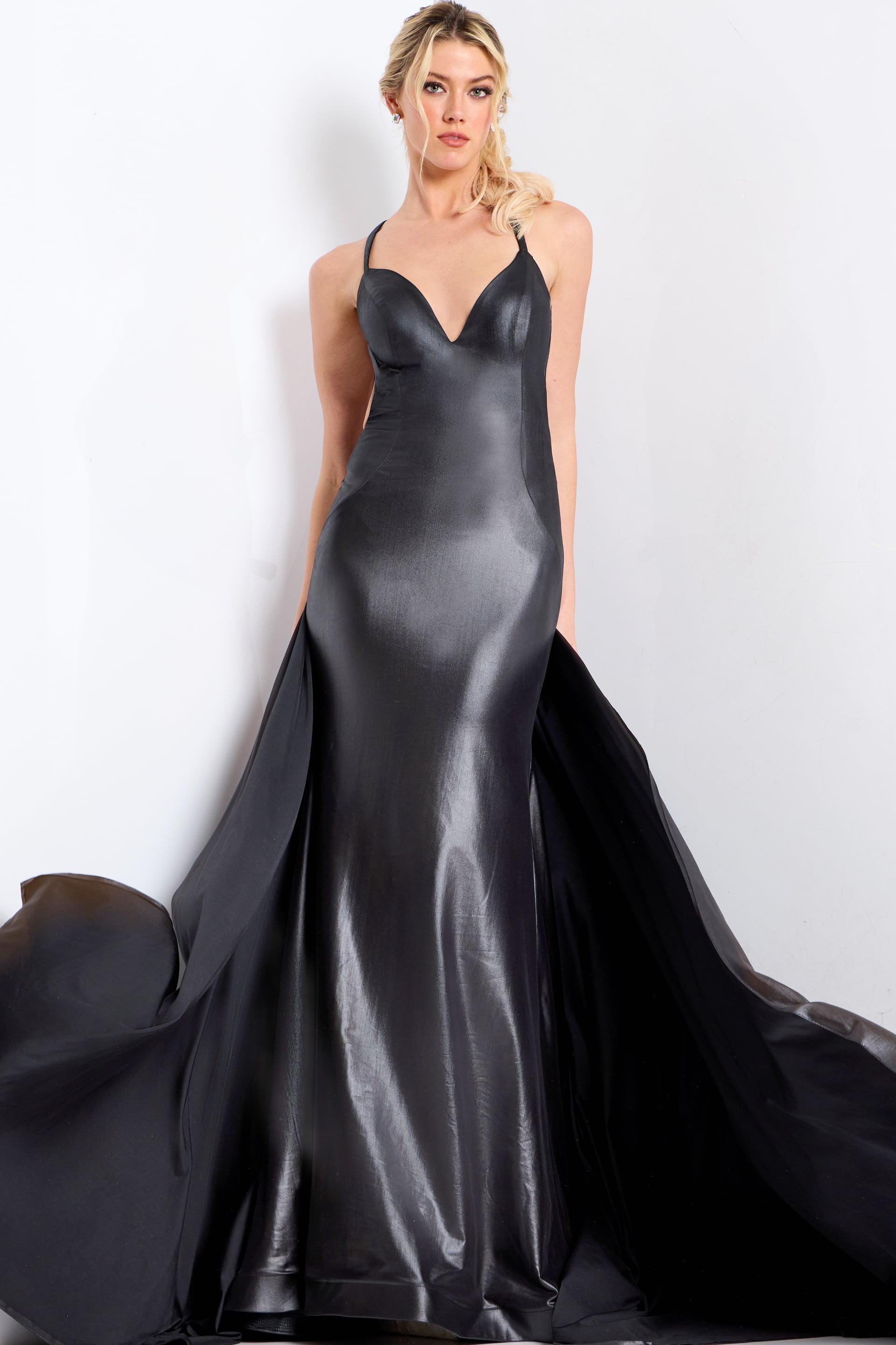 Jovani -48291 Halter Deep V-Neck Mermaid Gown