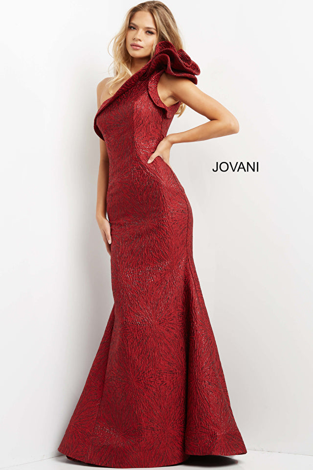 One Shoulder Mermaid Evening Gown By Jovani -05176
