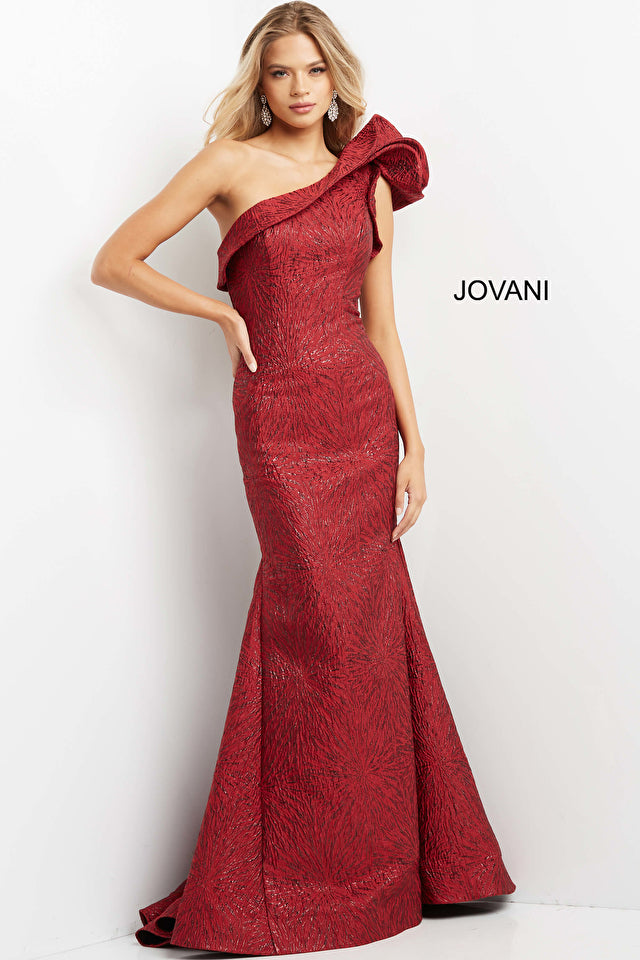 One Shoulder Mermaid Evening Gown By Jovani -05176