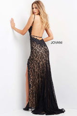 Lace Plunging Neck Dress By Jovani -05850