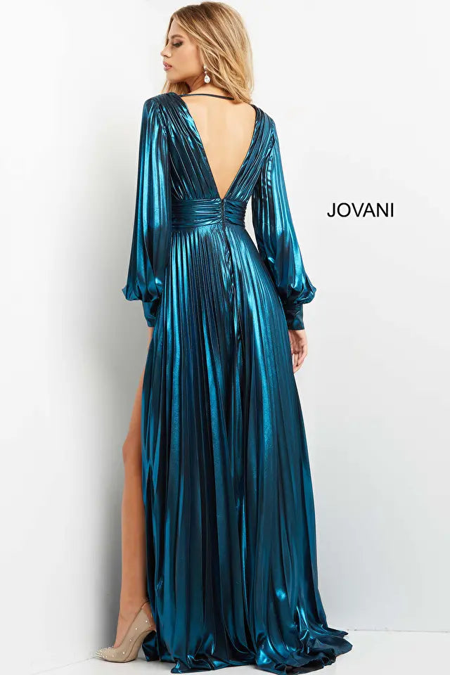 Jovani -06221 High Slit V Neck Evening Dress