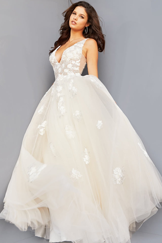 Floral Sheer Tulle Ballgown By Jovani -06286