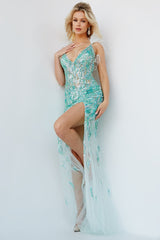 Feathered Illusion Prom Dress By Jovani -06353
