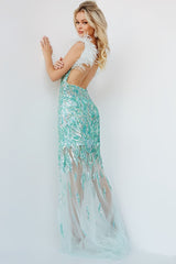 Feathered Illusion Prom Dress By Jovani -06353