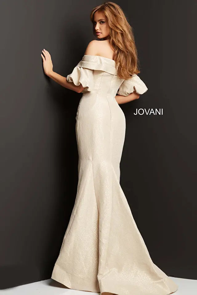 Jovani -06831 Off the Shoulder Short Sleeve Dress