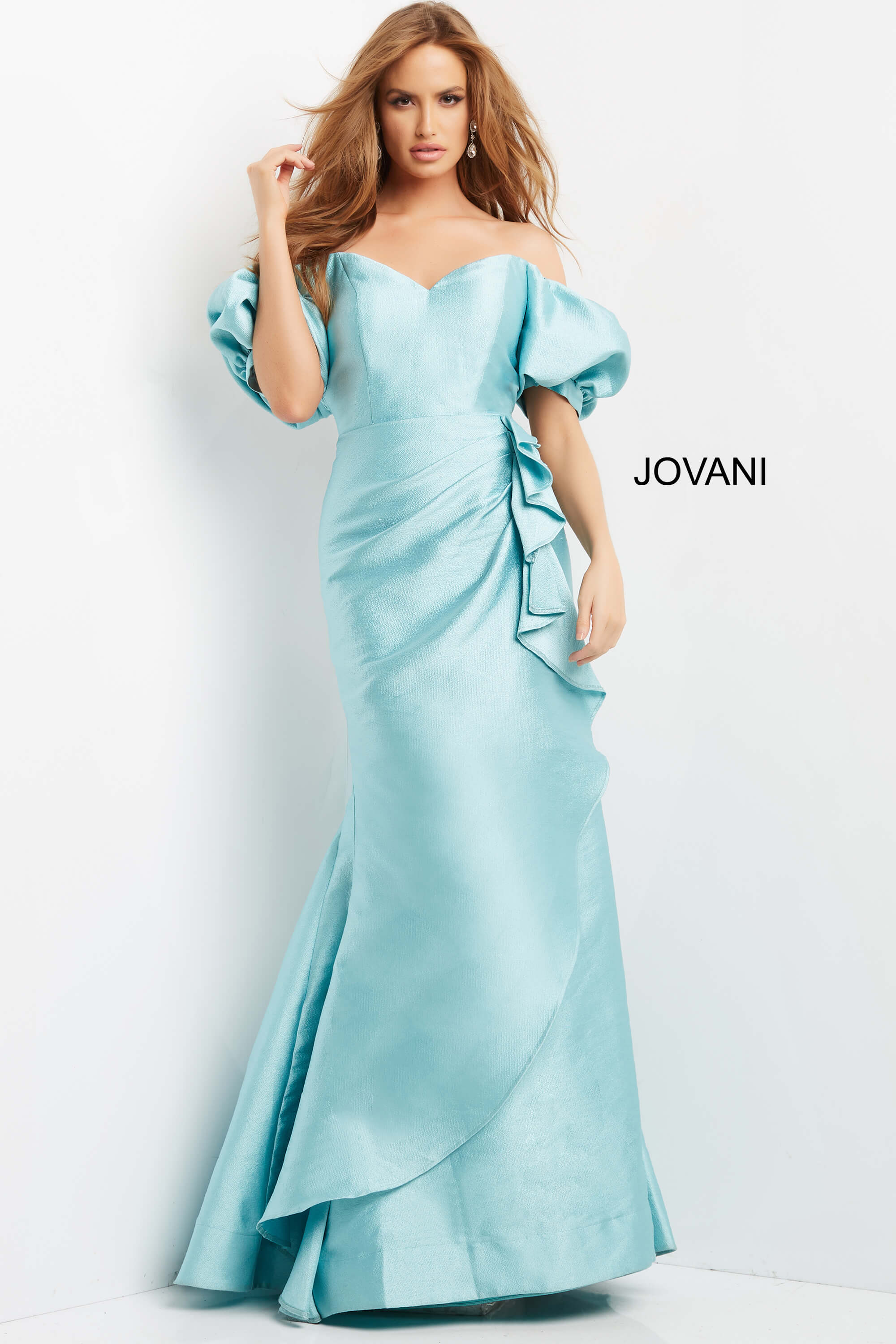 Jovani -07020 Off Shoulder Ruffled Mermaid Dress