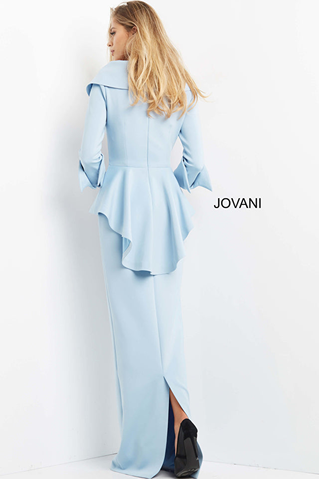 Long Column Peplum Dress By Jovani -07037