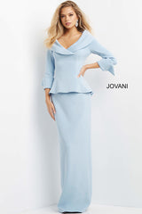 Long Column Peplum Dress By Jovani -07037