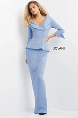 Long Column Peplum Dress By Jovani -07037