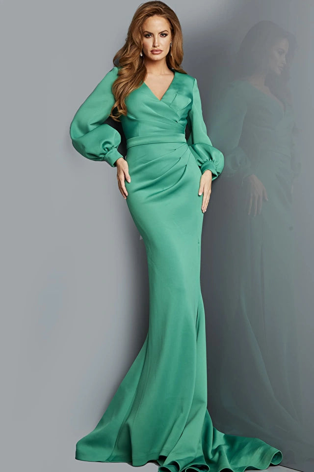 Long Sleeve V Neck Evening Gown By Jovani -07047