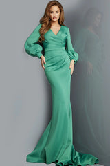 Long Sleeve V Neck Evening Gown By Jovani -07047