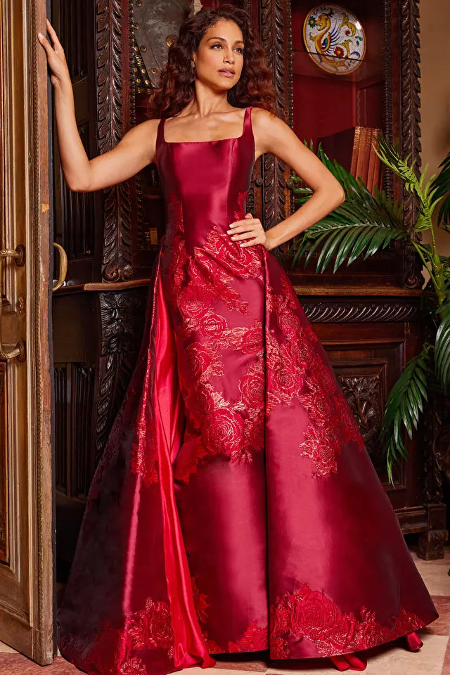 Jovani -07441 Square Overskirt Sleeveless Prom Gown