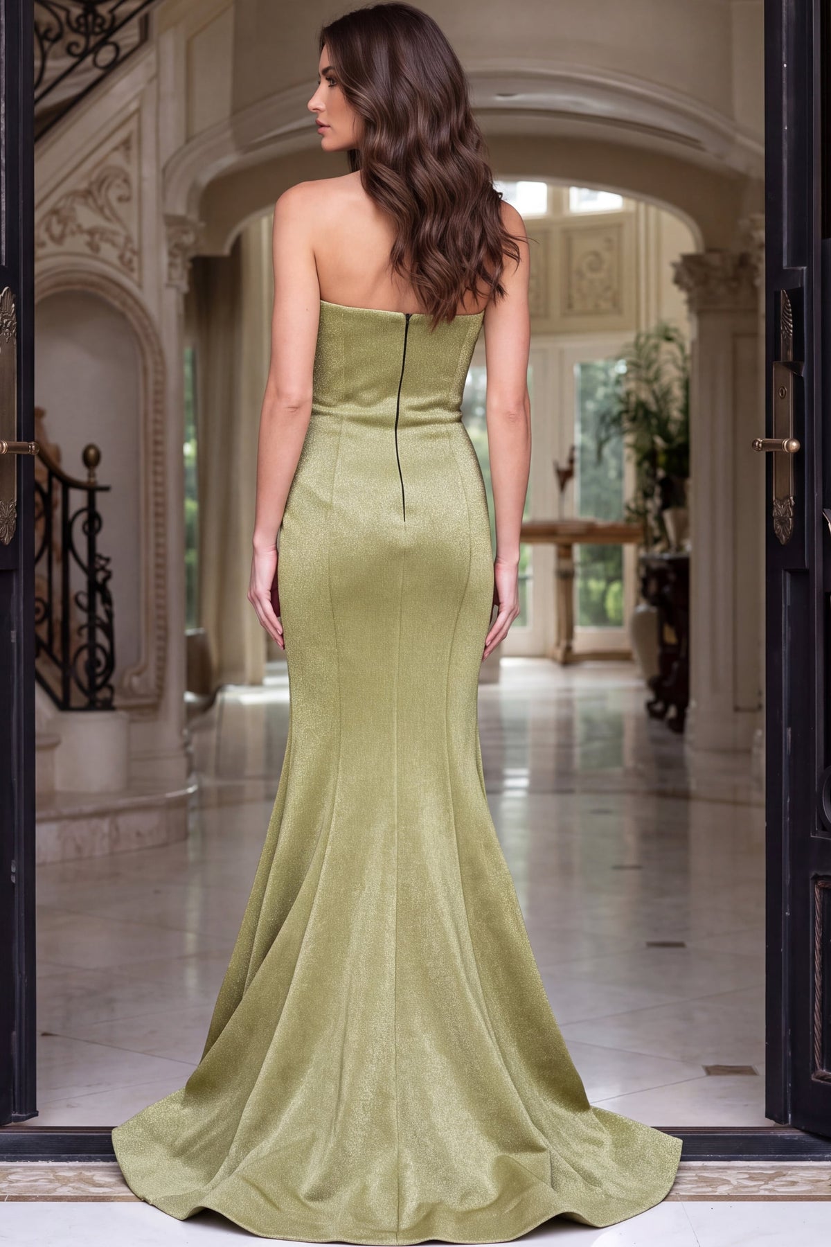 Jovani -07493 Strapless Shimmer Long Mermaid Gown