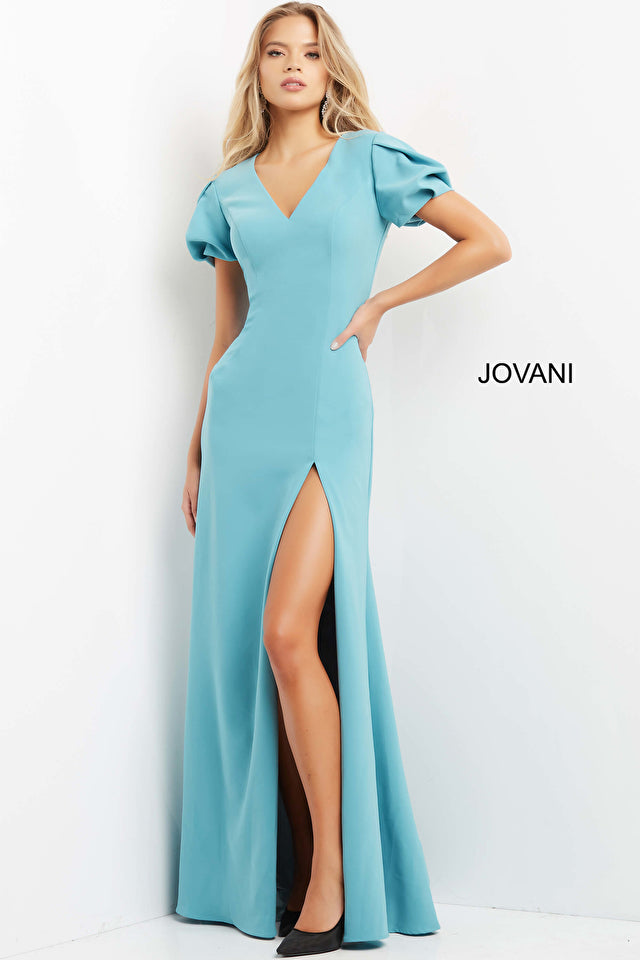 Puffed Sleeve Mermaid Evening Gown By Jovani -07525