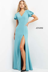 Puffed Sleeve Mermaid Evening Gown By Jovani -07525